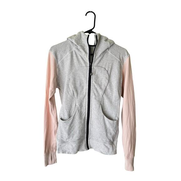 Lululemon On The Daily Hoodie French Terry Jacket Women S 6 Heathered White Pink - Picture 13 of 13